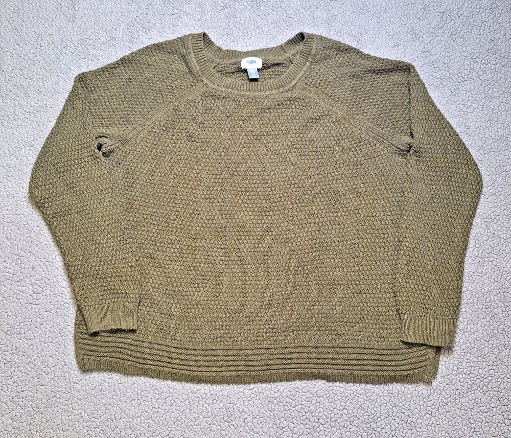 OLD‎ NAVY Womens XXL Tall Sweater Green Knit Cotton Long Sleeves Fall